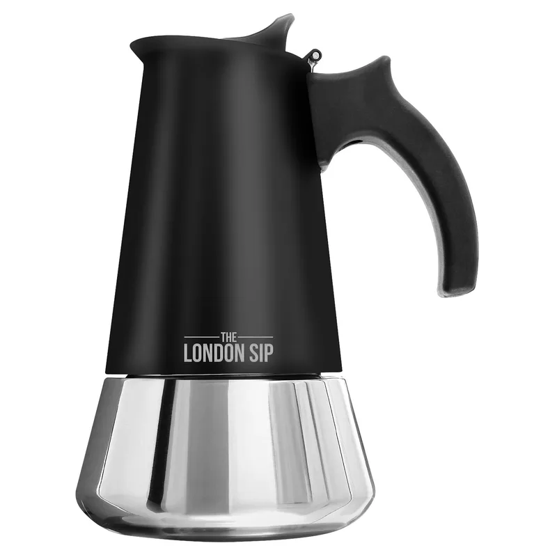 KitchenSupply London Sip - Stainless Steel Espresso Maker 6-Cup, Matte Black