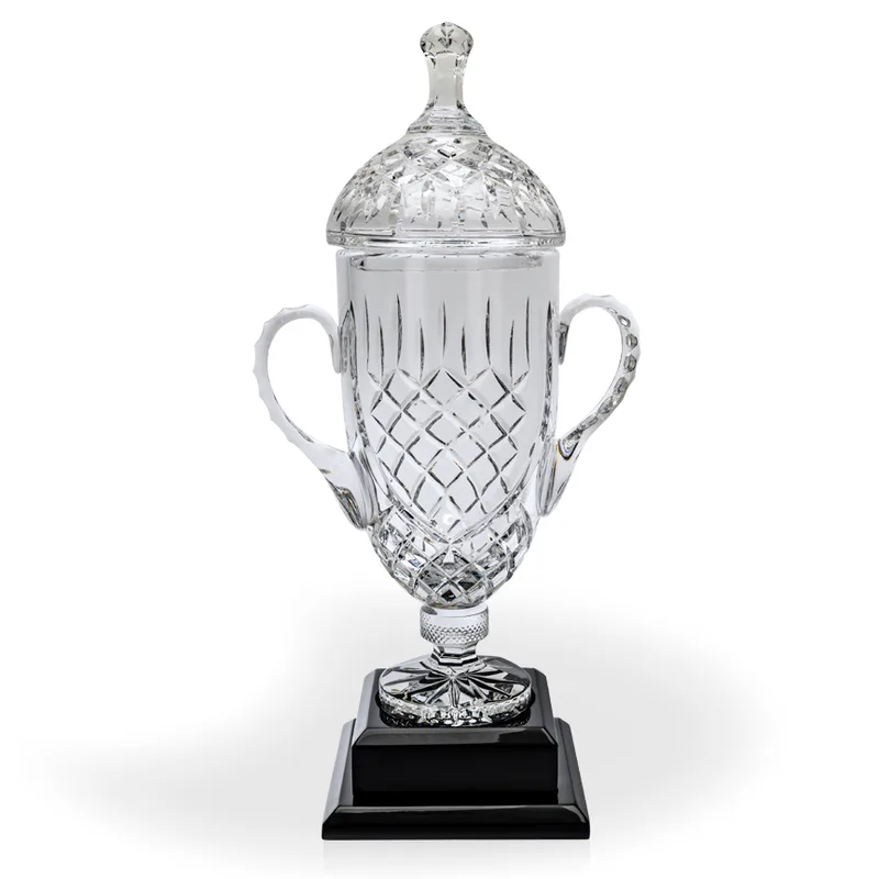 Rank Double Handled Lead Crystal Grand Trophy Cup W/Base view 2