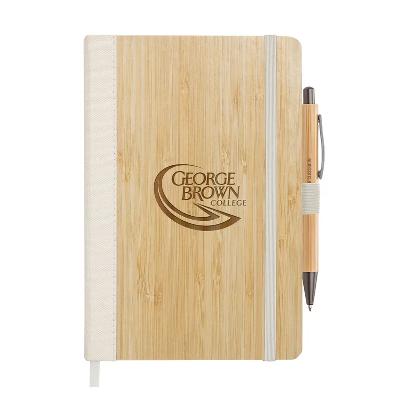 Notebook & Clicker Pen, Natural / Gun Metal