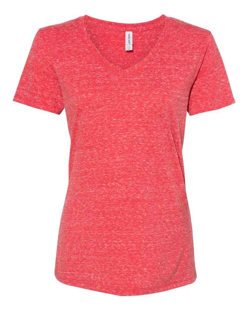 Jerzees® Women's Snow Heather Jersey V-Neck T-Shirt view 4