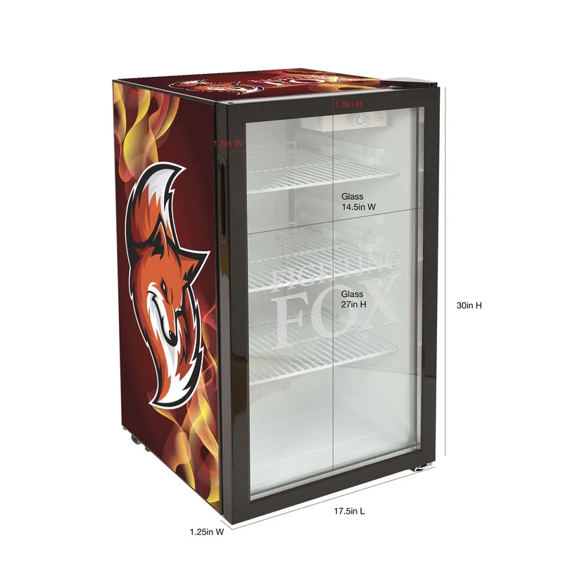 80L Large Countertop Fridge with Wrap and Door Glass Etching view 3