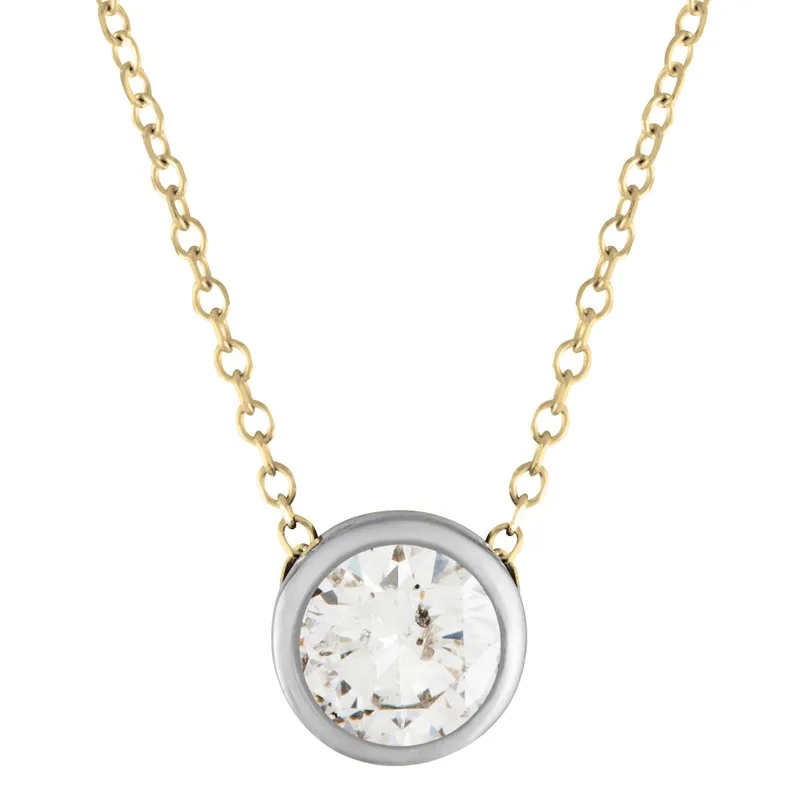 Jilco Inc Round Diamond Bezel Necklace - Yellow Gold