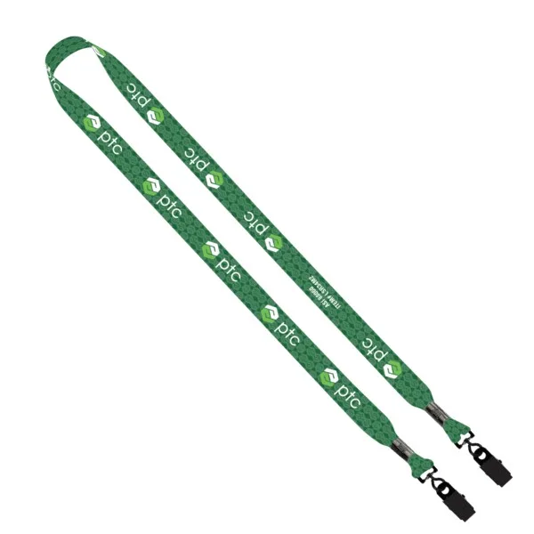 3/4" rPET Dye-Sublimated Double-Ended Lanyard with Metal Crimp and Bulldog Clip view 2