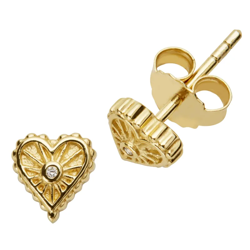 Jilco Inc Diamond Starburst Heart Earrings - Yellow Gold
