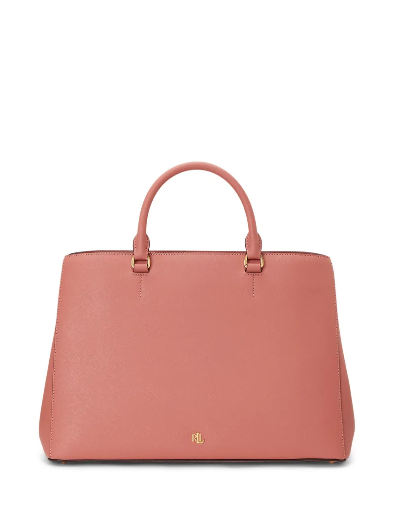 Ralph Lauren Crosshatch Leather Large Hanna Satchel