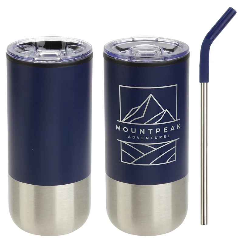 Oxford 16 oz Stainless Steel/Polypropylene Tumbler with Straw view 5