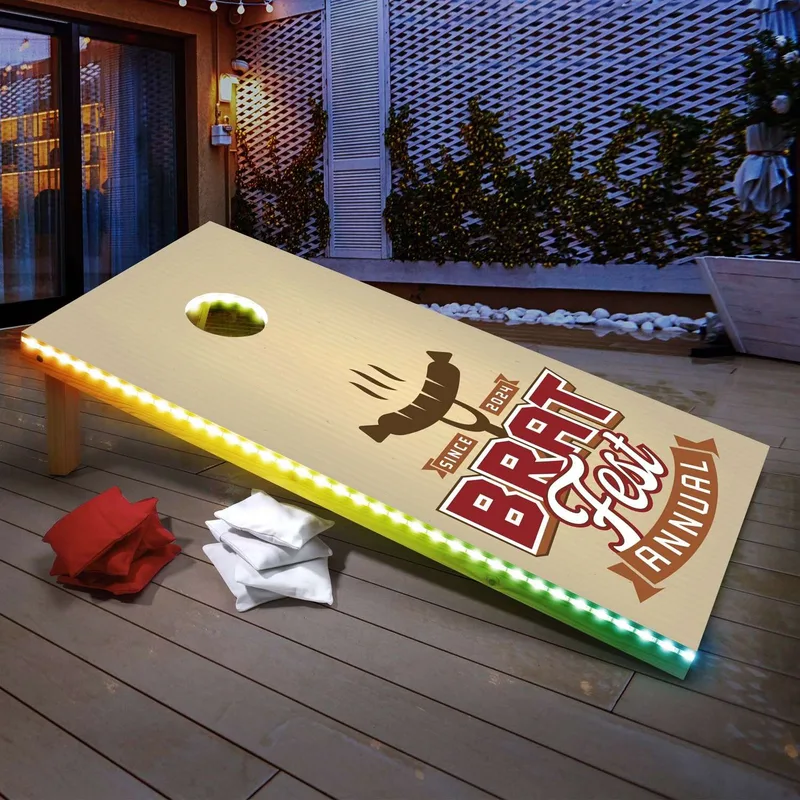 Nighttime Cornhole with Bean Bags view 2