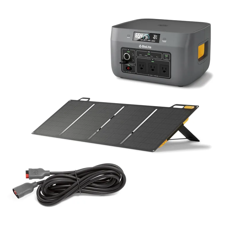 BioLite Solar Generator 1500 Kit - Basecharge 1500 Solarpanel 100 Extension Cable