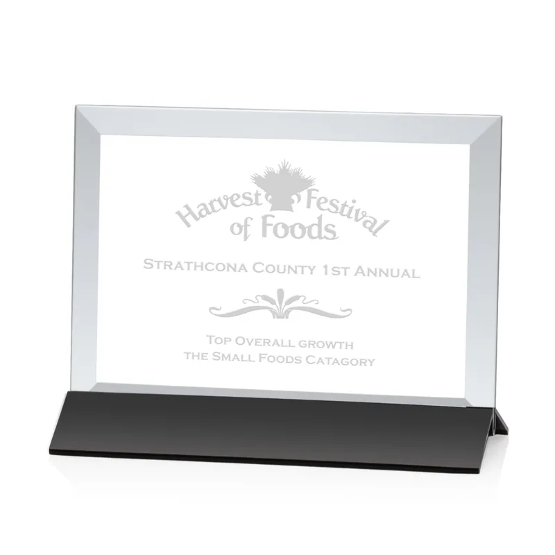 Deep Etch, Horizontal, Starfire Crystal, Black, 7" x 5"