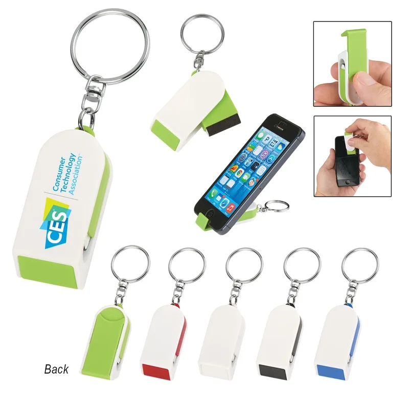 Phone Stand And Screen Cleaner Combo Key Chain view 2