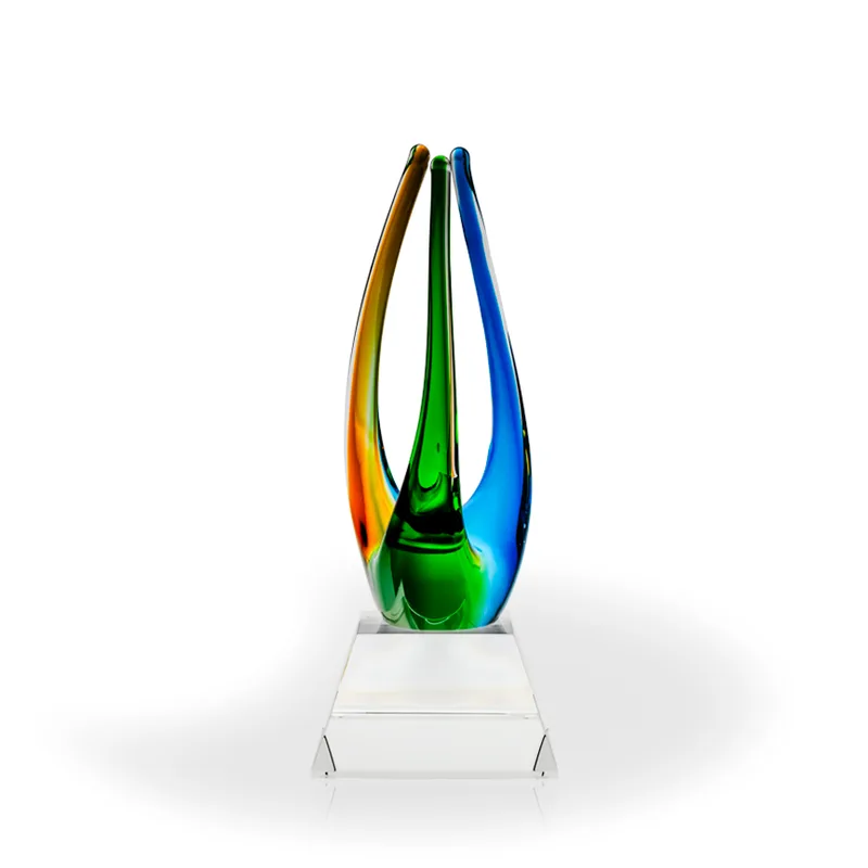 Owen Art Glass Award - Clear Pyramid Base view 2