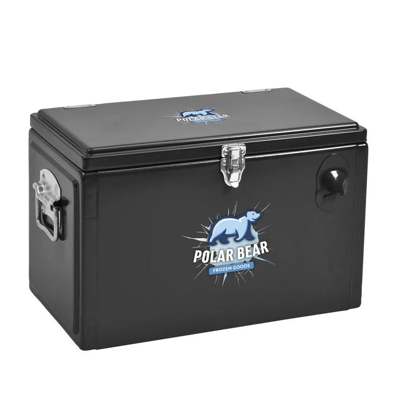 Metal Tool Box Cooler, Front & Top Imprint view 7