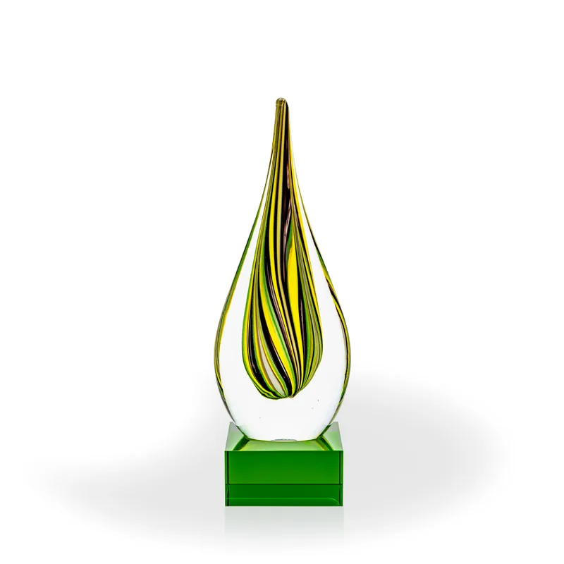 Linden Flame Art Glass Award - Green Base view 2