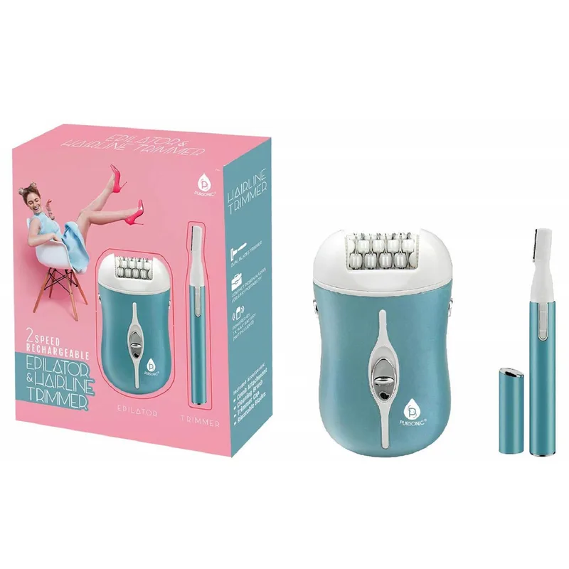 Pursonic Rechargeable Epilator & Bikini Trimmer - Blue