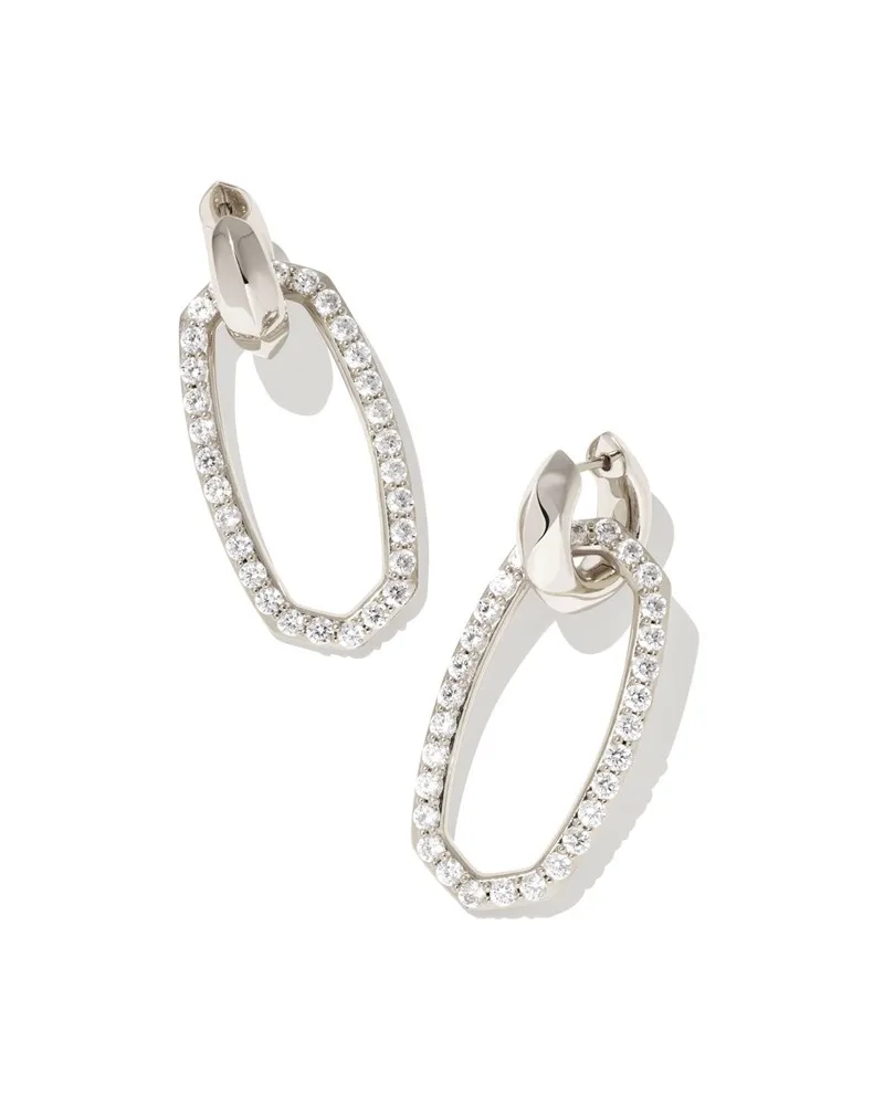 Kendra Scott Danielle Silver Convertible Link Earrings in White Crystal