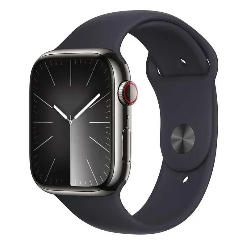 Apple Watch Series 9 Gps + Cell 45Mm Graphite Ss Case W/ Midnight M/L Sport Band
