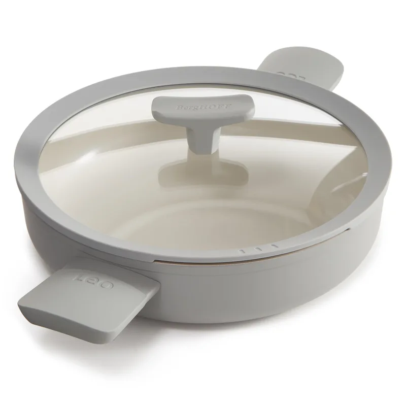 BergHoff Leo Balance, 10.25" Recycled Alum Ceramic Ns 3Qt Cov 2-Handle Sauté Pan, Moonmist