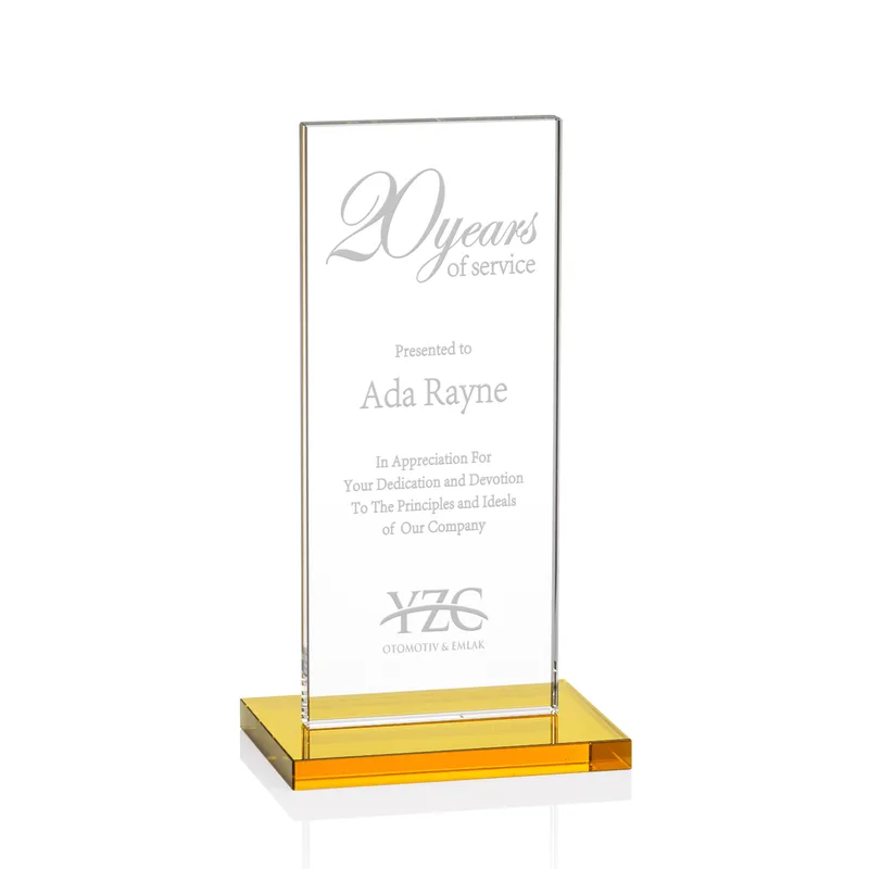 Deep Etch, Standard base, Amber, 4" x 7.375" x 3"