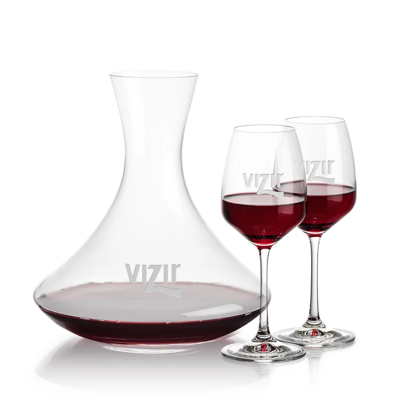 Stemmed Set, Oldham Wine Set, Carafe & 2 Wine