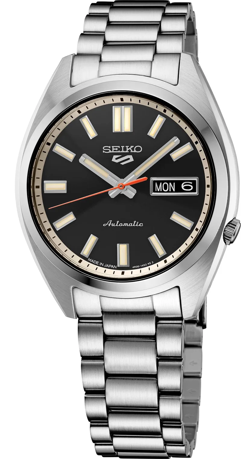 Seiko Watch 5 Sports Midsize Ss Automatic Black Dial