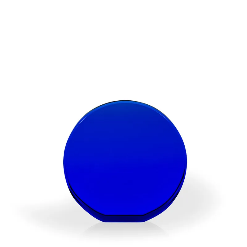 Brielle Blue Crystal Beveled Circle with Flat Bottom, Medium - UV Printed view 2