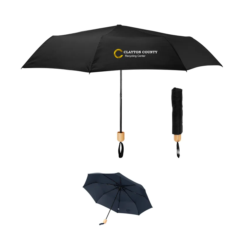 41" Arc Umbrella With 100% Rpet Canopy & Bamboo Handle