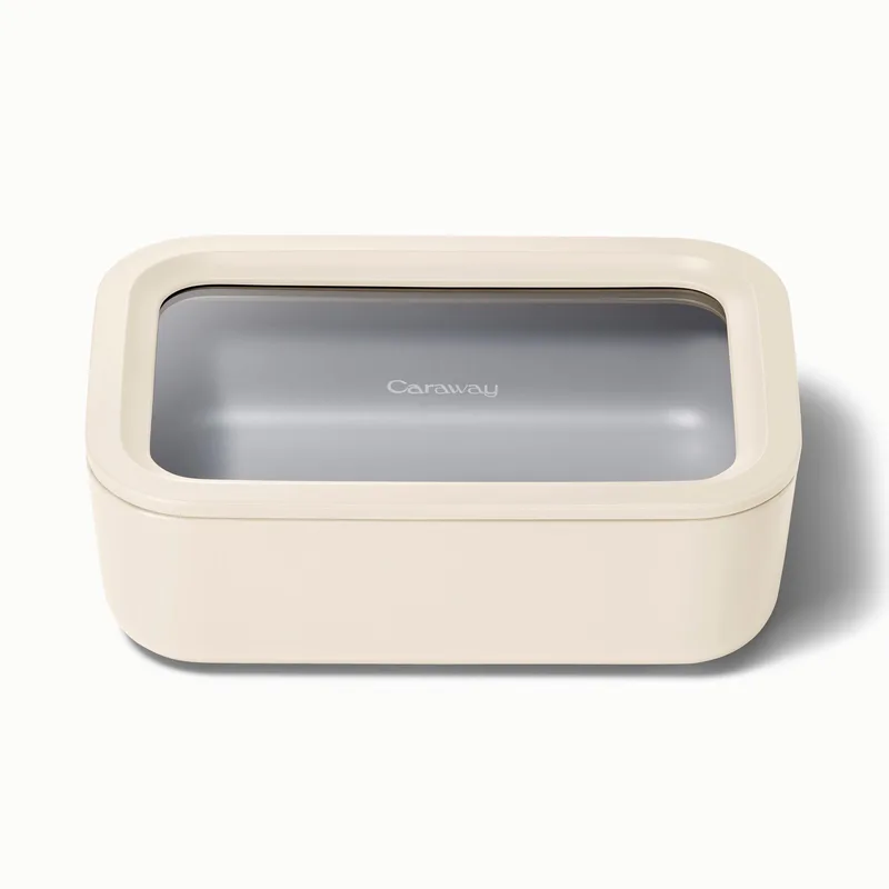 Caraway 6.6 Cup Rectangular Glass Food Container W/ Lid Cream