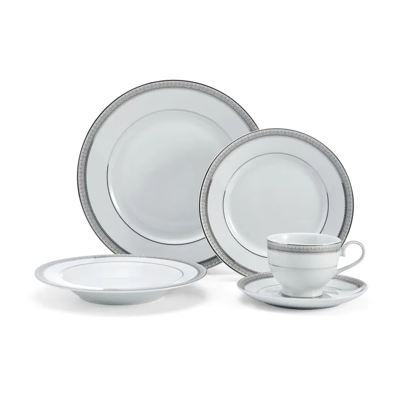 Mikasa Platinum Crown 40 Piece Porcelain Dinnerware Set