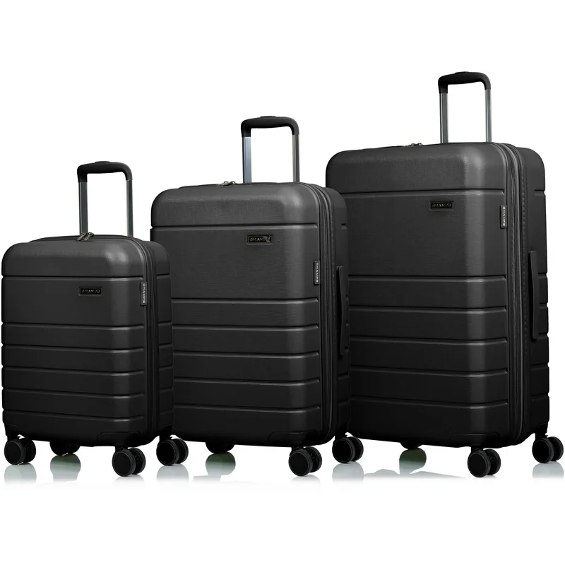 Champs Luggage Linen Luggage 3 Piece Set Size 30" X 18" - Black