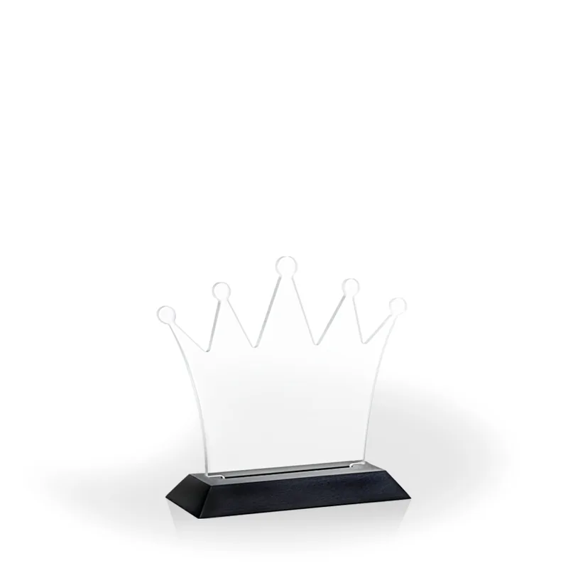 Crown Award with Black Wood Base, Small - UV Print view 2
