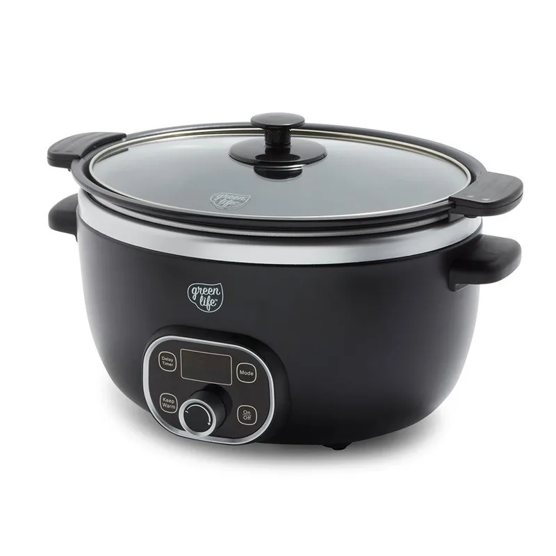 GreenLife Healthy Cook Duo 6Qt Nonstick Slow Cooker Black