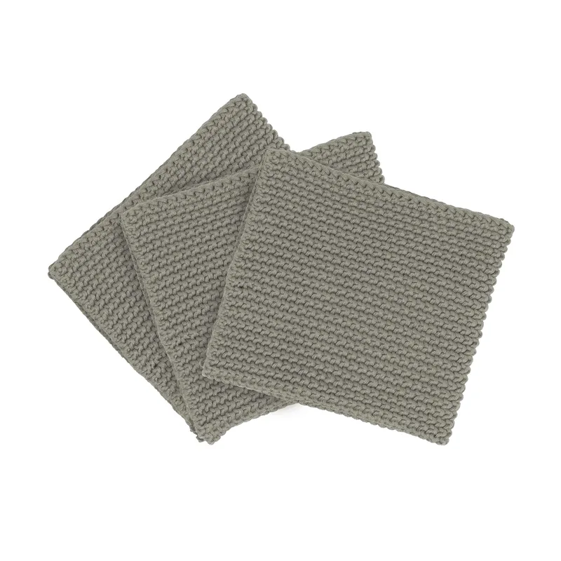 Blomus Knitted Dish Cloths Set Of 3 Cotton - Elephant Skin Gray