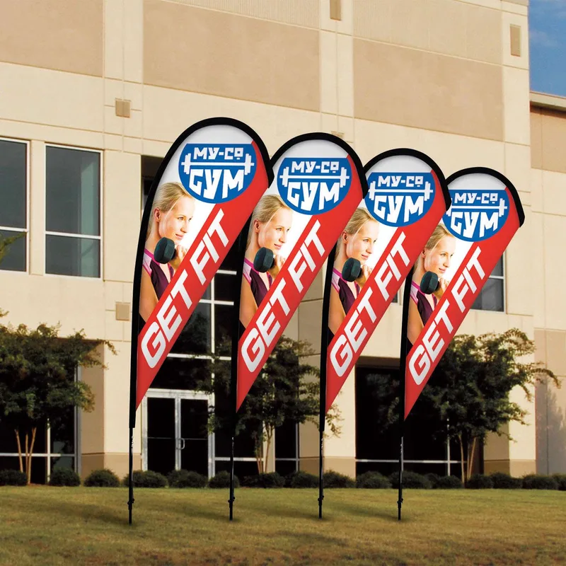 8' Premium Teardrop Sail Sign Flag, 2-Sided, Ground Spike view 7