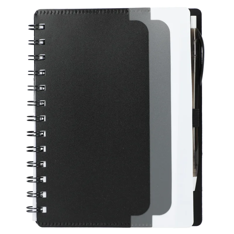5'' x 7'' Recycled Dual Pocket Spiral Notebook w Pen view 2