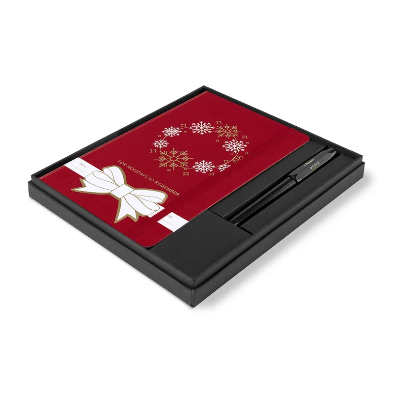 Moleskine® Hard Cover Holiday Notebook and Kaweco Pen Gift Set - Scarlet Red