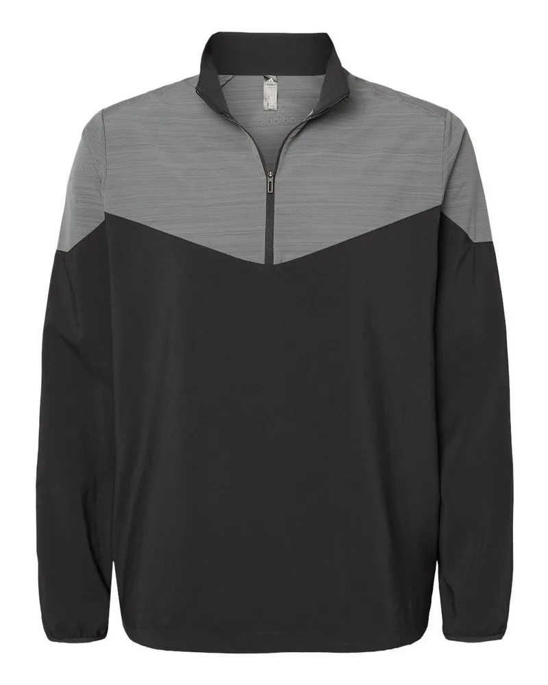 Adidas® Heather Chevron Quarter Zip Wind Pullover view 3
